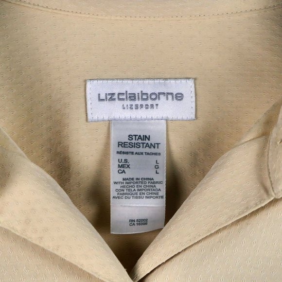 Liz Claiborne Women's Size L Soft Rayon Polyester Cream Color Long Sleeve Blouse - Picture 3 of 4